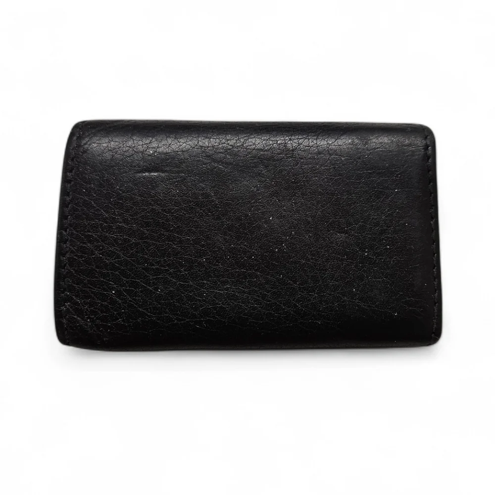 Gucci GG Marmont Black Leather Card And Key Holder Wallet In Black And Silver